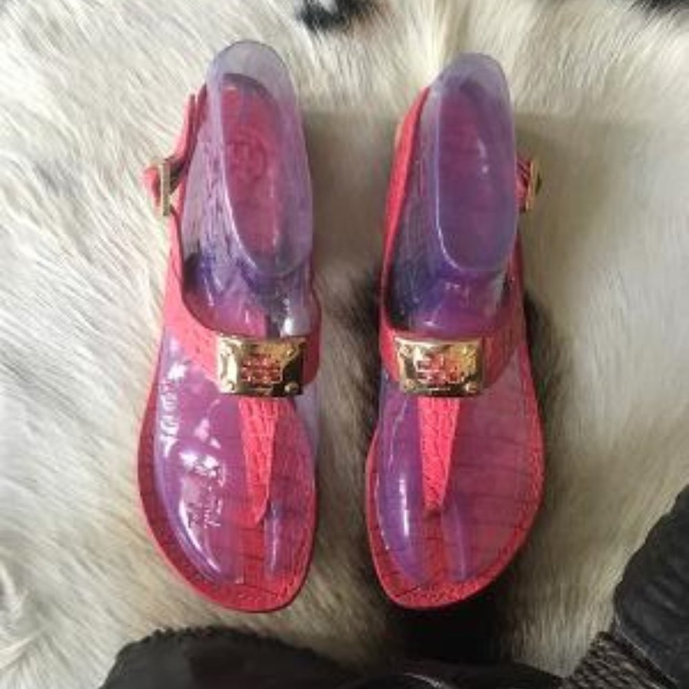 Authentic Tory Burch Python Coral Cork Sandals - image 2